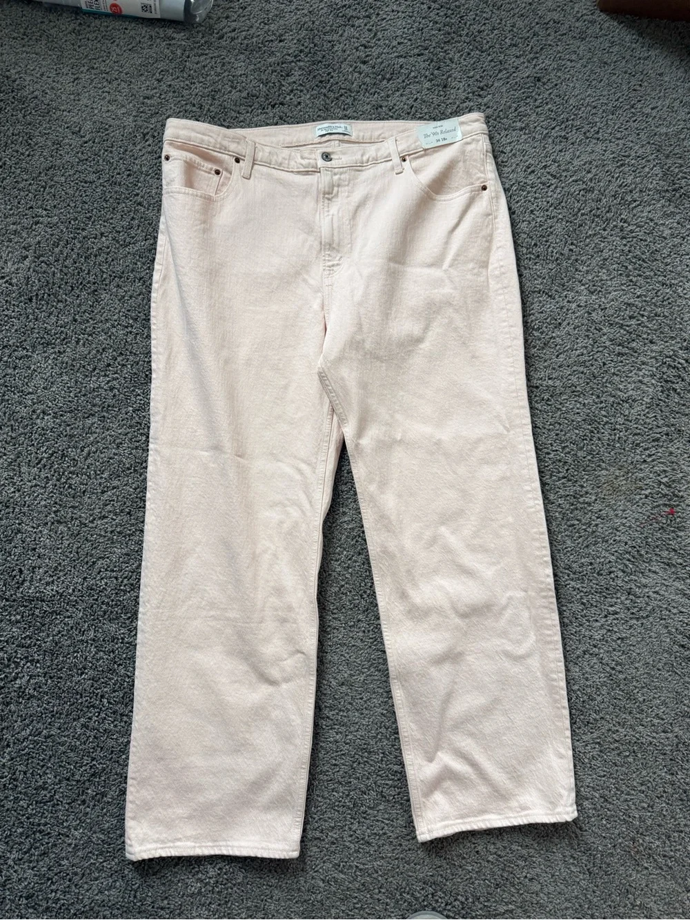 woman’s abercrombie and fitch Light Cream Straight-Leg Jeans 90s relaxed